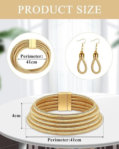 Hicarer 5 Pcs African Jewelry for Women, African Statement Choker Layered Collar Necklace Tribal Style Earrings Bracelet Faux Nose Rings Nose Cuffs Hoop Costume Jewelry Set for Women(Gold) in Kuwait