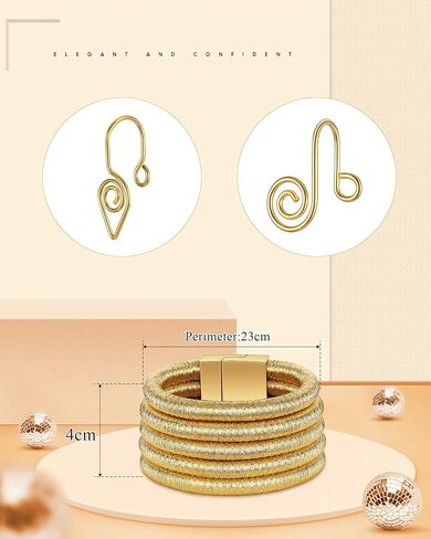 Hicarer 5 Pcs African Jewelry for Women, African Statement Choker Layered Collar Necklace Tribal Style Earrings Bracelet Faux Nose Rings Nose Cuffs Hoop Costume Jewelry Set for Women(Gold) in Kuwait