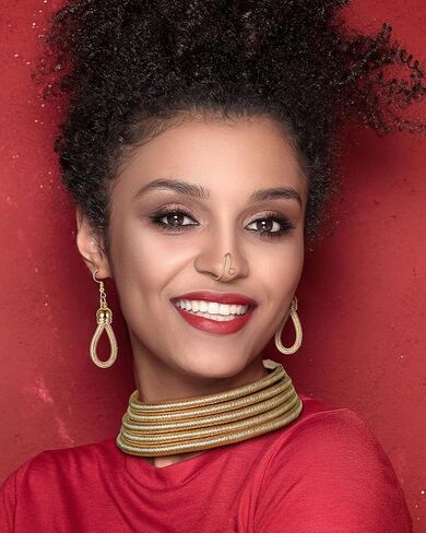 Hicarer 5 Pcs African Jewelry for Women, African Statement Choker Layered Collar Necklace Tribal Style Earrings Bracelet Faux Nose Rings Nose Cuffs Hoop Costume Jewelry Set for Women(Gold) in Kuwait