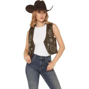 Women's Studded Floral Embroidered Vest in Saudi Arabia