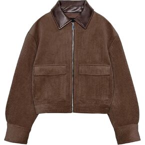 Corduroy Jacket Women Utility Cropped Bomber Jacket Spring Color Block Work Out Fall Jackets in Saudi Arabia