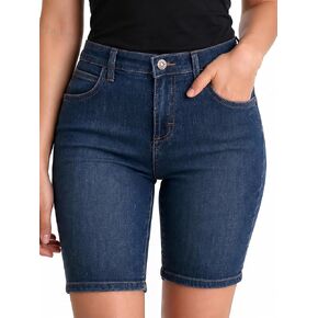 High Waisted Bermuda Jean Shorts for Women Stretch Denim Knee Length Casual Summer Shorts with Pockets in Saudi Arabia