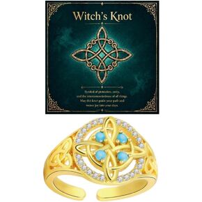 Celtic Knot Ring for Women,Witches Knot Protect Rings Silver Vintage Thumb Rings Adjustable Open Hollow Ring Statement Trendy Jewelry Gifts in Saudi Arabia