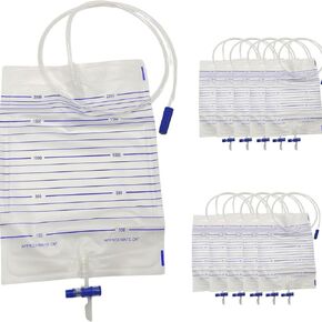 Disposable Urine Drainage Bags 2000ml with 90cm Kink Resistant Tubing and Cross Anti Reflux Valve for Incontinence Bedbound Seniors Post Surgery Care, 10 Pack in Saudi Arabia