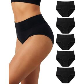 Women’s Seamless High Waisted Briefs, Light Tummy Control Underwear, 3.15" Waistband, 5-Pack in Saudi Arabia