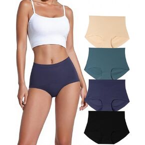 Women's Seamless Underwear High Waisted Tummy Control No Show Panties Full Coverage Stretch Briefs 4 Pack in Kuwait