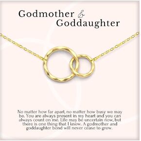HOPE LOVE SHINE Godmother Gift from Goddaughter - Godmother Necklace, Jewelry 16+2", 14k Gold Plated Sterling Silver, 2 Interlocking Rings in Saudi Arabia