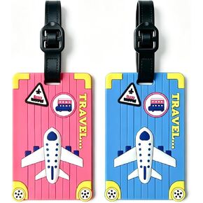 2-Pack Luggage Tags for Suitcases, Rubber Cute Style Bag Tags for Men Women Kids Luggage Handbags, Plane Travel Essentials, Mixed Set in Saudi Arabia