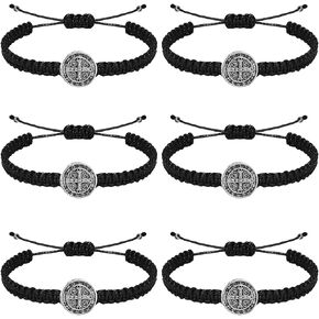 6Pcs Alloy Religious St. Benedict Woven Bracelet set - Highly Suitable as a Romantic Gift or an Accessory for Religious Occasions. in Saudi Arabia