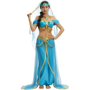 Cosplay.fm Women Arabian Princess Costume Deluxe Cosplay Outfit Top Pants with Full Accessories in Kuwait