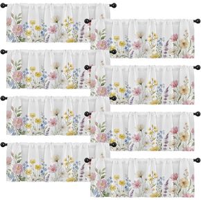 Emvency 8 Pack Green Valances Window Treatments, Eucalyptus Leaves Spring Summer Blackout Adjustable for Living Room Bathroom Bedroom Kitchen Over Sink, 18x52 Inch Rod Pocket Valances in Saudi Arabia