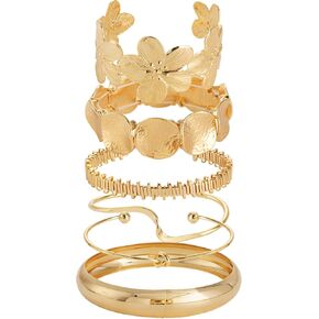 Mantveil 6PCS Chunky Gold Bangle Bracelets for Women, Dainty Gold Plated Cuff Bracelets, Boho Stackable Bangles Fashion Jewelry Gifts for Birthday Christmas Mother's Day in Saudi Arabia