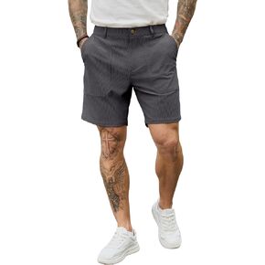 PLEPAN Mens Corduroy Shorts 7 Inch Casual Vintage Elastic Waist Relaxed Fit Summer Beach Short with Pockets in Saudi Arabia