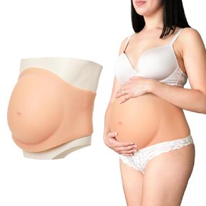 Silicone Pregnant Belly Artificial Realistic Skin Cotton Filled Fake pregnancy Belly Prop Baby Bump Lightweight For Performance Maternity Party Costume Props (White,4-6 Month) in Kuwait