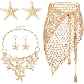 Mermaid Costume Women, Mermaid Costume Accessories Crochet Skirt Mermaids Jewelry Set for Summer Beach Party Halloween in Saudi Arabia