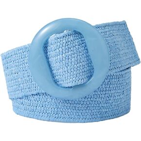 beltox fine Women PP Straw Braided Elastic Belt Solid Color with Round Buckle in Saudi Arabia