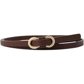 Women's Skinny Belt Buckle Belt Thin For Dress Fashion Metal Buckle Holeless Faux Leather Fall Slimming in Saudi Arabia