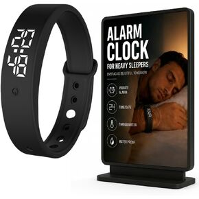 Vibrating Alarm Wristband Clock Watch for Heavy Sleepers, Fit Sleeps Rise Bracelet Bands for Deaf People, Wearable Vibration Wrist Alarm Waterproof Silent Alarms Wristband for Men & Women in Saudi Arabia