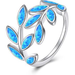 White Opal Leaf Ring for Women Leaf Ring Opal Jewelry Gifts for Women Mother Wife in Saudi Arabia