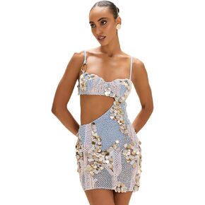 PatBO Seashell Embroidery Cut Out Mini Dress in Saudi Arabia