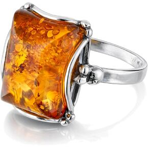 Holiday Gift Shops Sterling Silver and Baltic Honey Amber Rectangle Ring Makell in Saudi Arabia