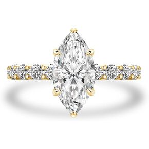 14K Gold-Plated 925 Sterling Silver 3 Carat Marquise Cut Moissanite Engagement Ring,D-Color Elongated VVS1 Gemstone with Half Eternity Pavé Moissanites Band,Affordable Luxury Everyday Jewelry in Saudi Arabia