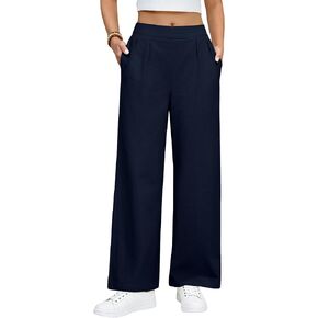 Women Cotton Wide Leg Pants Palazzo Comfy Summer Pant Vacation Pleat Semi-Elastic Waist Travel Work Dressy Trouser 2026 in Saudi Arabia