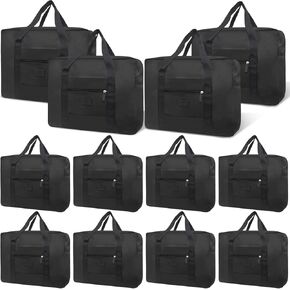 Travel Duffel Bag 24 PCS Foldable Travel Bag Bulk Carry on Luggage Bag Waterproof Tote Sports Gym Bag Lightweight Large Weekender Overnight Bag for Women and Men (Black 24PCS) in Kuwait