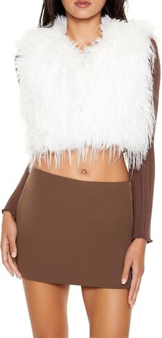 Forever 21 Women's Shaggy Faux Fur Cropped Vest in Kuwait