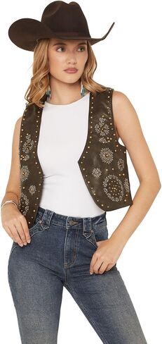 Women's Studded Floral Embroidered Vest in Saudi Arabia