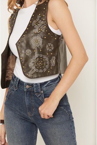 Women's Studded Floral Embroidered Vest in Saudi Arabia