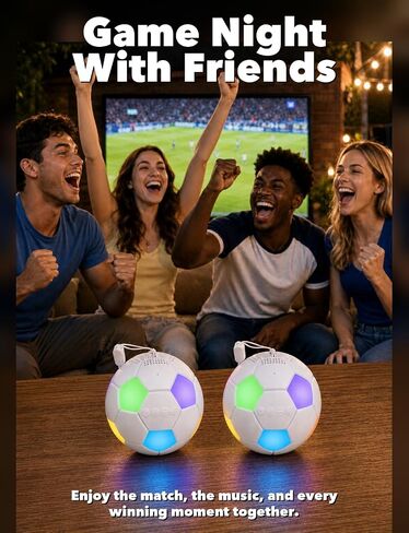 Kunodi Gifts for Father Dad Men Husband, Soccer Ball Portable Bluetooth Speakers with Dynamic Lights, Small Wireless Speaker with Lanyard, Funny Decorations Gifts for Boyfriend, Boys, Party in Saudi Arabia