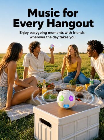 Kunodi Gifts for Father Dad Men Husband, Soccer Ball Portable Bluetooth Speakers with Dynamic Lights, Small Wireless Speaker with Lanyard, Funny Decorations Gifts for Boyfriend, Boys, Party in Saudi Arabia