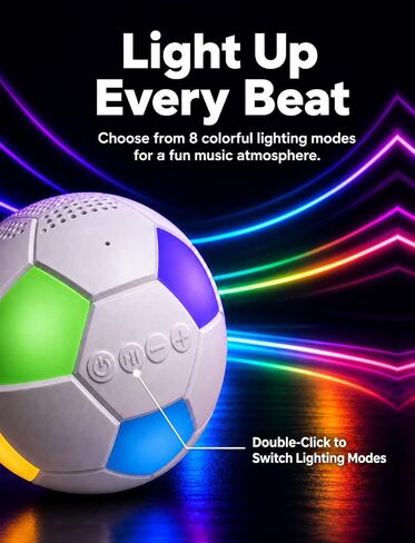 Kunodi Gifts for Father Dad Men Husband, Soccer Ball Portable Bluetooth Speakers with Dynamic Lights, Small Wireless Speaker with Lanyard, Funny Decorations Gifts for Boyfriend, Boys, Party in Saudi Arabia