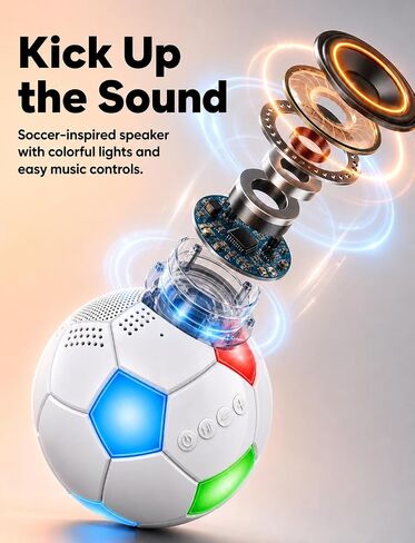 Kunodi Gifts for Father Dad Men Husband, Soccer Ball Portable Bluetooth Speakers with Dynamic Lights, Small Wireless Speaker with Lanyard, Funny Decorations Gifts for Boyfriend, Boys, Party in Saudi Arabia