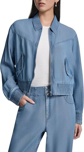 DKNY Women's Long Sleeve Zip Front Tencel Bomber in Kuwait