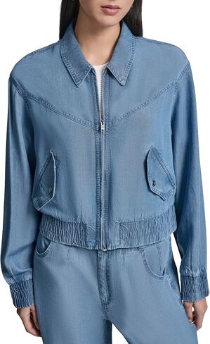 DKNY Women's Long Sleeve Zip Front Tencel Bomber in Kuwait