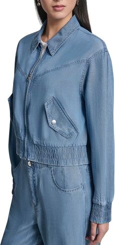 DKNY Women's Long Sleeve Zip Front Tencel Bomber in Kuwait