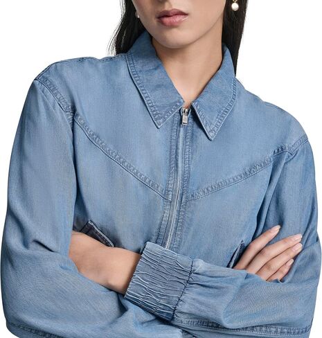 DKNY Women's Long Sleeve Zip Front Tencel Bomber in Kuwait