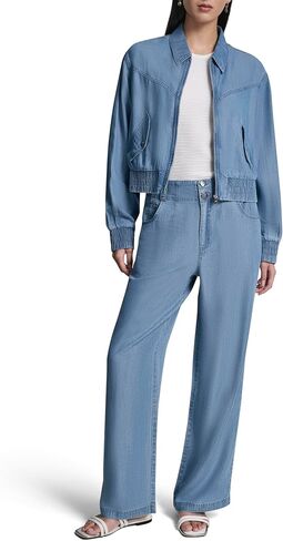 DKNY Women's Long Sleeve Zip Front Tencel Bomber in Kuwait