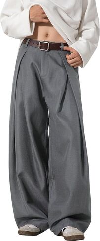 AIFARLD Baggy Dress Pants Men Wide Leg Zipper Fly Pleated Trousers with Pocket Business Casual in Saudi Arabia