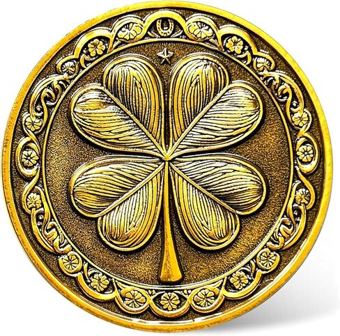 Good Luck Coin - Four-Leaf Clover and Eagle Medallion for Fortune and Prosperity ﻿ ﻿ ﻿ in Saudi Arabia