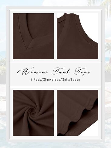 Womens Tank Tops Summer Fashion Sleeveless V Neck Shirts Casual Beach Vacation Outfits Loose Fit Workout Clothes in Saudi Arabia