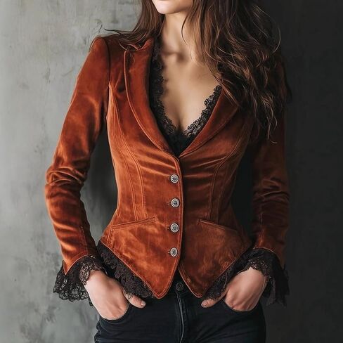 Velvet Blazer Women V Neck Button Down Long Sleeve Velvet Blazer Jacket for Women Trendy 2026 in Saudi Arabia