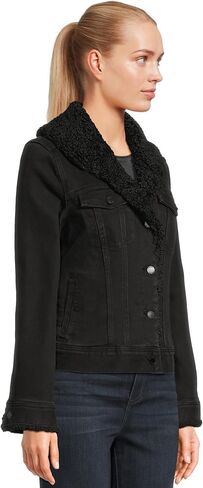 Liverpool Women's Sherpa Collar Stretch Denim Trucker Jacket in Kuwait