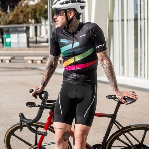 Santic Men's Cycling Bib Shorts 4D Padded, Road Bike Cycling Bibs with Pockets, UPF50+ Biking Bicycle Shorts in Kuwait