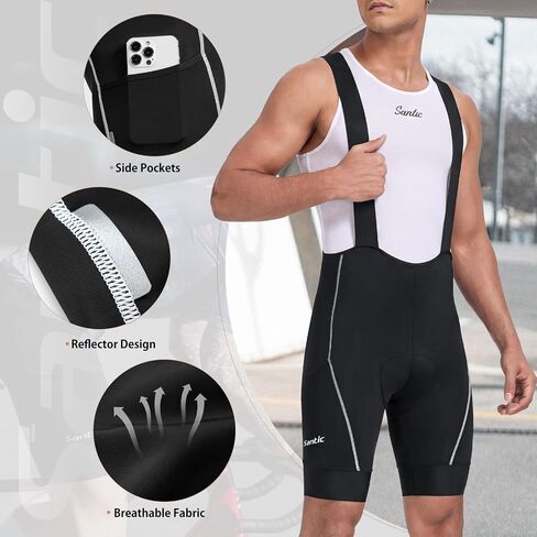 Santic Men's Cycling Bib Shorts 4D Padded, Road Bike Cycling Bibs with Pockets, UPF50+ Biking Bicycle Shorts in Kuwait