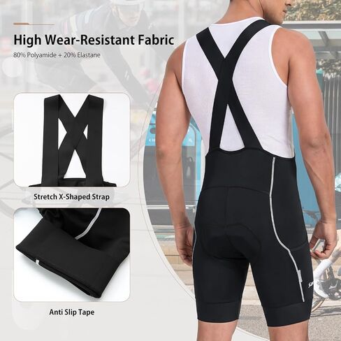 Santic Men's Cycling Bib Shorts 4D Padded, Road Bike Cycling Bibs with Pockets, UPF50+ Biking Bicycle Shorts in Kuwait