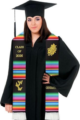 وشاح الجيل الأول لعام 2026، وشاح فئة 2026 لحفلات التخرج بتصميم فراشة وردية لفئة عام 2026، وشاح خريج الكلية لطلاب الجيل الأول in Kuwait