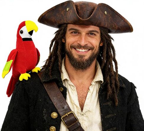 Simple polymer 2 Pcs Pirate Costume Accessories Pirate Hat Shoulder Parrot for Adult Halloween Costume Party Dress UP in Saudi Arabia